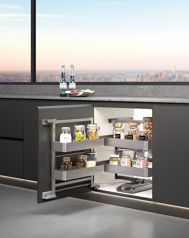Espacio-ELKY Basket-Champagne Gold Series-2 layers Pantry unit