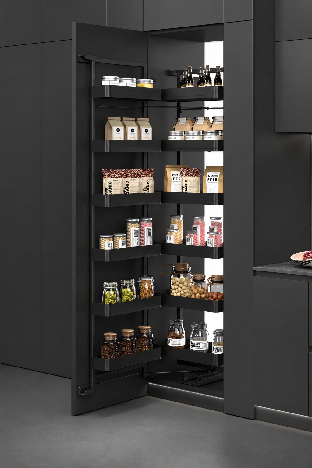 Alta Dispensa-ELKY Basket Matte Black 5 Layer Pantry Unit