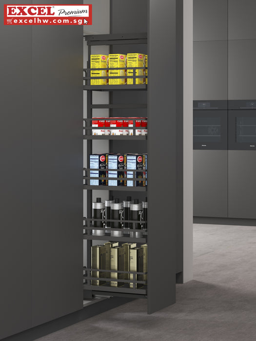 Torre Nero Matte Black Series SUS304 Tall Unit With 5 Basket With Soft Closing Slides