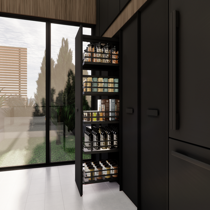Torre Nero Matte Black Series SUS304 Tall Unit With 5 Basket With Soft Closing Slides