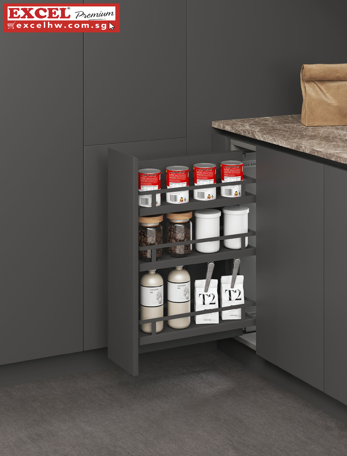 Ripiani Matte Black Series SUS304 2 Tier Multifunction Drawer Basket