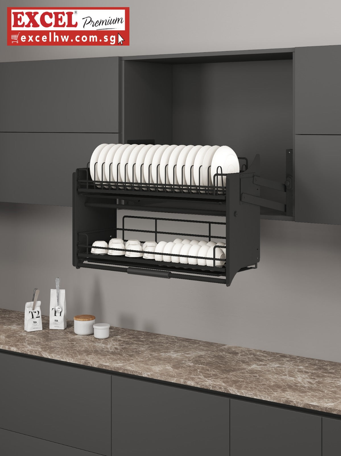 Estrazione Matte Black Series Pull Down SUS304 Dish Rack