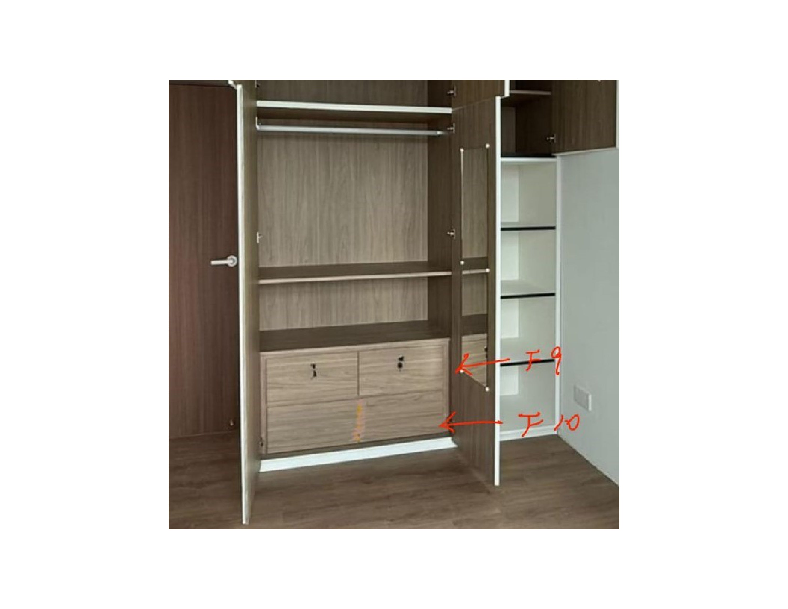 Carpentry Works - WARDROBE 2 COLOUR LAMINATE & 2 NOS SMALL DRAWER