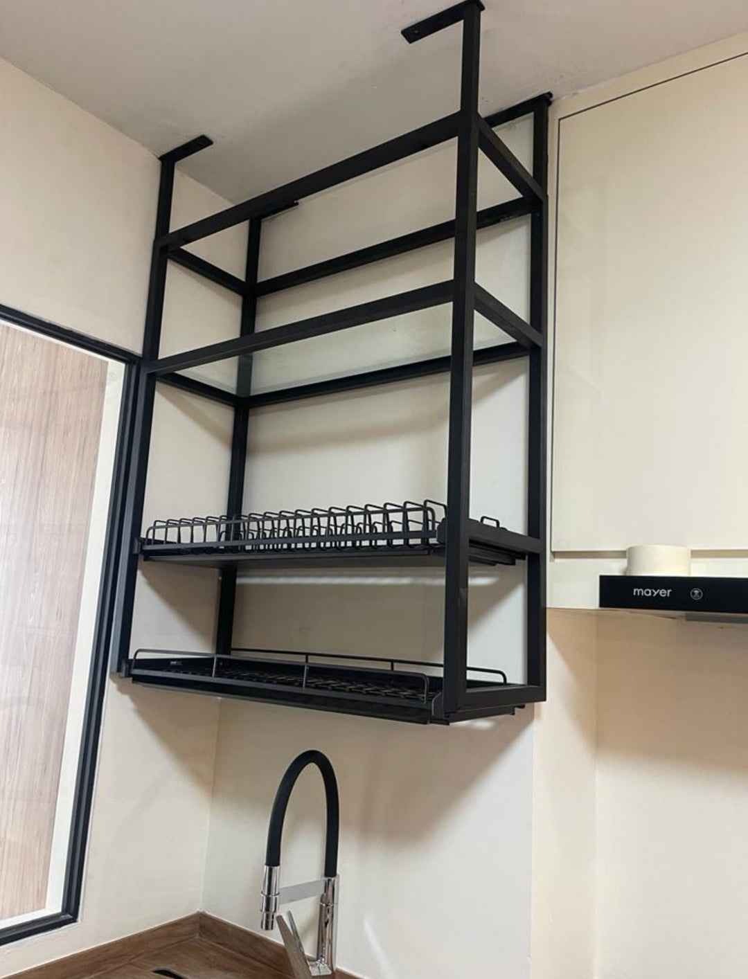 EXCEL NAZZARO Ceiling Mounted Stainless Steel Dish Rack - Black Finish