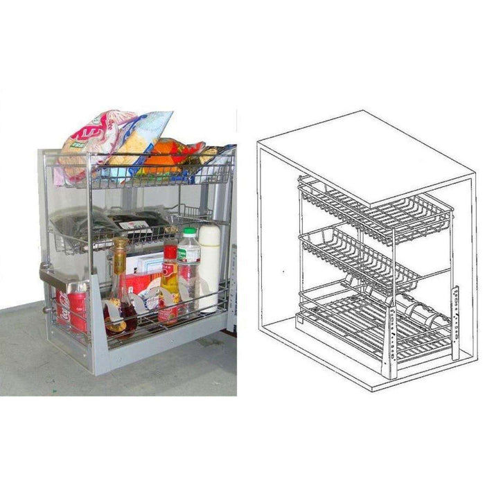 3 TIER DRAWER BASKET C/W FULL EXT RUNNER