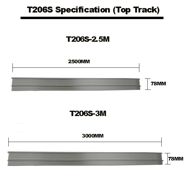 EXCEL-AREZZO T206S TOP AND BOTTOM AL. TRACK (3M TRACKS ONLY)