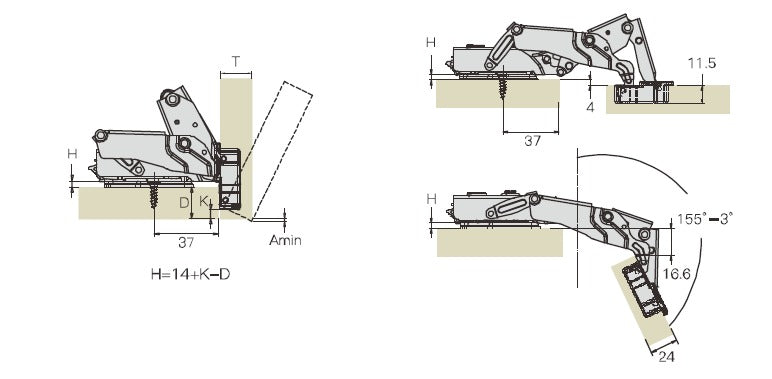 SOFT CLOSING HINGE W/ADJ MP